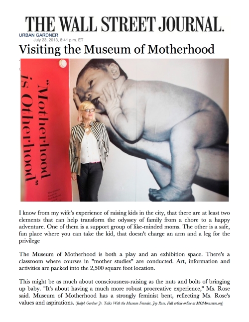 The Wall Street Journal with Joy Rose and the Museum of Motherhood in NYC
